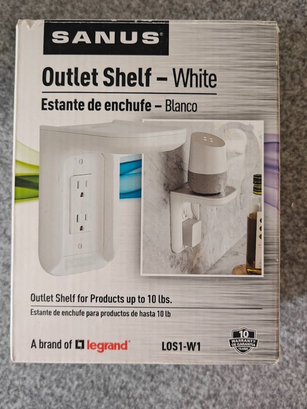 Sanus Outlet Shelf White New Holds Up to 10 LBS Compact Wall Mount Storage